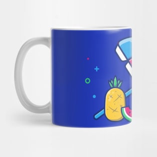 Umbrella With Pineapple And Watermelon Cartoon Mug